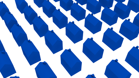a house of blue houses - 3D Illustrationの写真素材