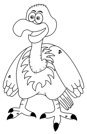 young smiling eagle standing up for colouringのイラスト素材