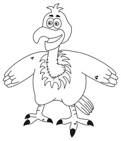 young smiling eagle standing up for colouringのイラスト素材
