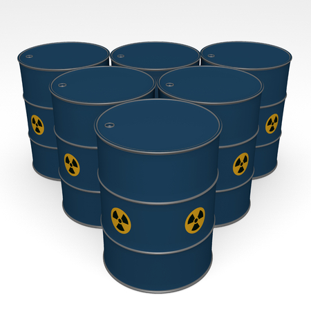 blue barrels of radioactive waste - 3D Illustrationの写真素材