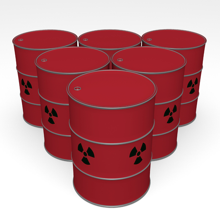 red barrels of radioactive waste - 3D Illustrationの写真素材