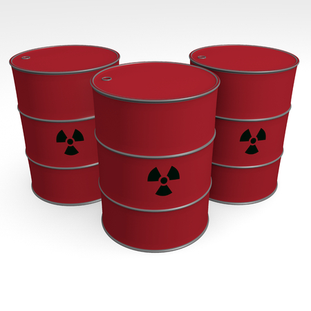 red barrels of radioactive waste - 3D Illustrationの写真素材
