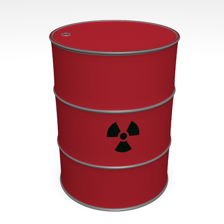 red barrel of radioactive waste - 3D Illustrationの写真素材