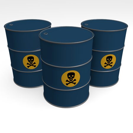 blue barrels of toxic products - 3D Illustrationの写真素材
