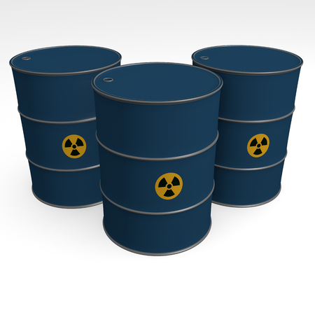 blue barrels of radioactive waste - 3D Illustrationの写真素材
