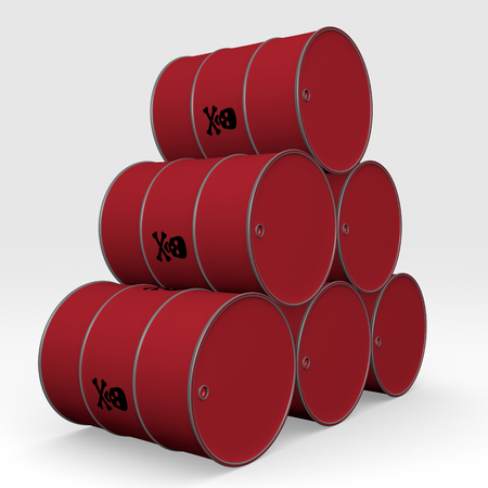 red barrels of toxic products - 3D Illustrationの写真素材