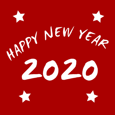 happy new year 2020 under a red starry backgroundのイラスト素材