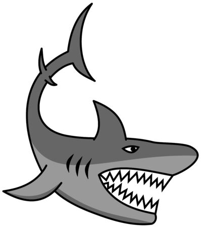 A great shark with open jaw and sharp teethのイラスト素材