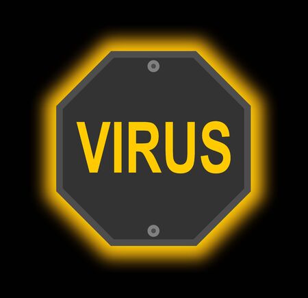Virus icon yellow warning sign on blackのイラスト素材