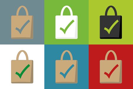 Set of images and icons with recycled bag and fabricのイラスト素材