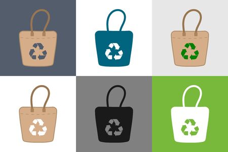 Set of images and icons with recycled bag and fabricのイラスト素材