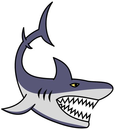 A great shark with open jaw and sharp teethのイラスト素材