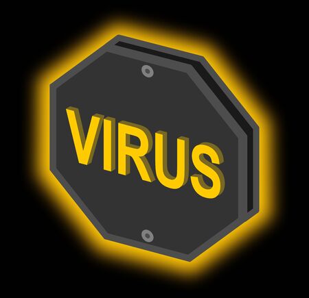 Virus icon yellow warning sign on blackのイラスト素材