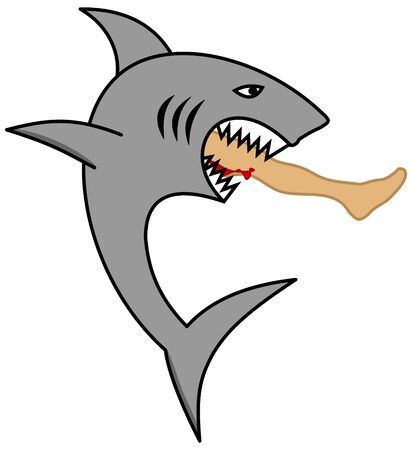 A dangerous shark eating a man's legのイラスト素材