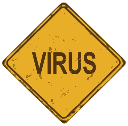 Virus warning sign on yellow colorのイラスト素材