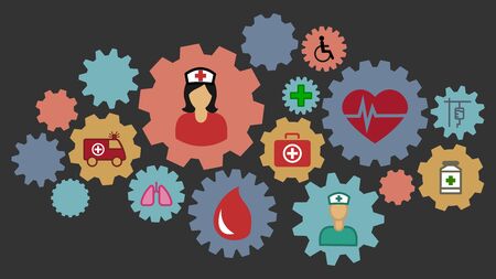 Gearwheel assembly representing the health serviceのイラスト素材