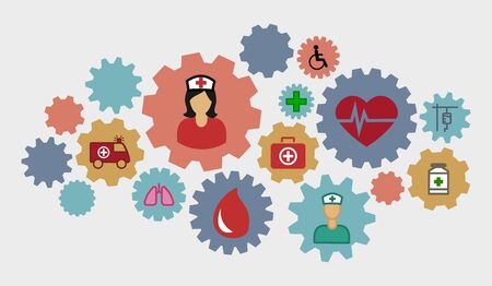 Gearwheel assembly representing the health serviceのイラスト素材
