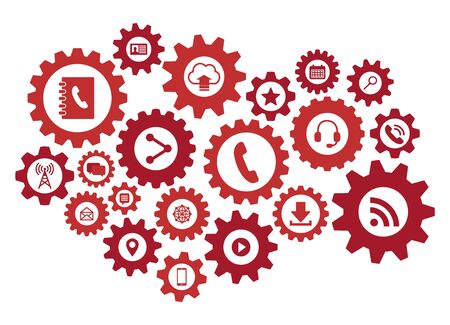 Gearwheel assembly representing the Internet communication network serviceのイラスト素材