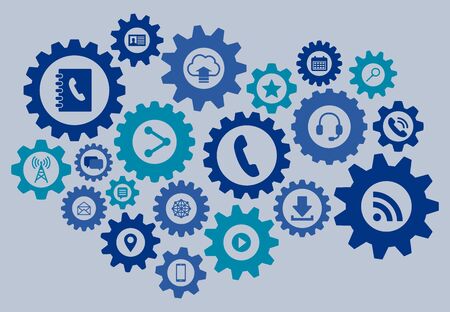 Gearwheel assembly representing the Internet communication network serviceのイラスト素材