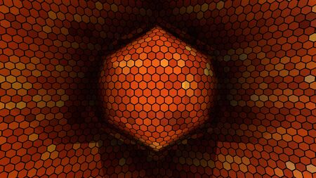 A concept of a orange colored swarm of bees with a textured structure - 3D Illustrationの写真素材