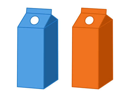blue can of cow's milk and orange juice filled with vitaminsのイラスト素材