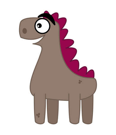 a creature with a mixture of prehistoric horse and happy pony with purple maneのイラスト素材