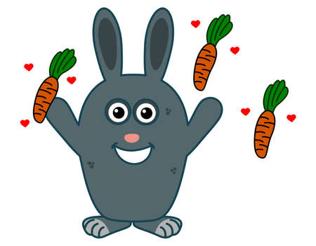 a big blue rabbit out of a cartoon with lots of carrots around itのイラスト素材