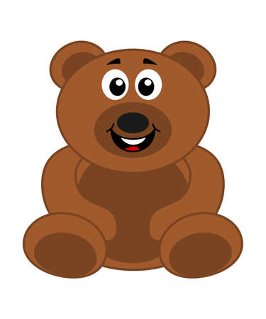a big brown teddy bear plush sitting happily with a big smile on his faceのイラスト素材
