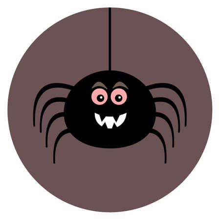 a cute little spider with teeth, coming down from its webのイラスト素材
