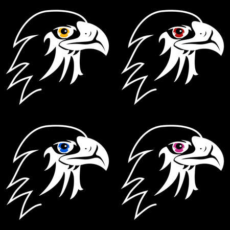 eagle with four different coloured eyes on a black backgroundのイラスト素材