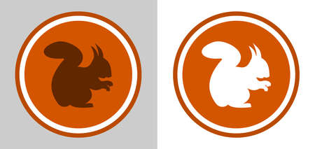 an orange squirrel in a circle for logo or pictogram with shadowのイラスト素材