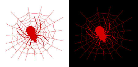 a big red spider on a web for the Halloween partyのイラスト素材