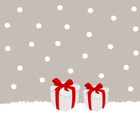 a greeting card with snow gifts and snowflakes with a coloured backgroundのイラスト素材