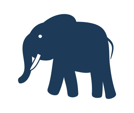 a blue elephant with big tusks, appearance and silhouette with shadeのイラスト素材