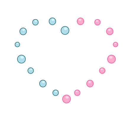 blue and pink bubbles forming a sign of the heartのイラスト素材