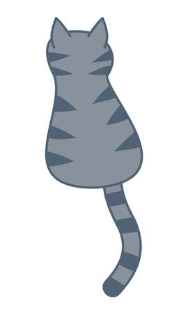 a gray cat from the back with stripe on the furのイラスト素材