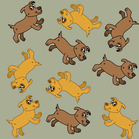 A cute little brown and yellow dog walking for wrapping paperのイラスト素材