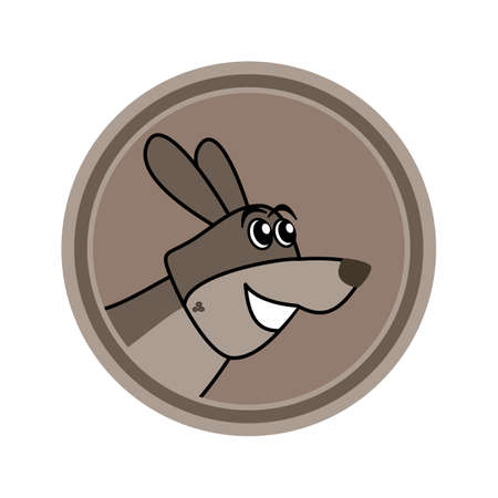 A cute little grey dog in a logo or a coinのイラスト素材
