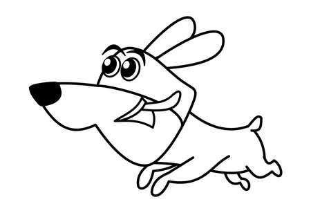 A cute little dog in black and white for colouring inのイラスト素材