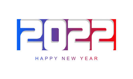 joyful illustration of a happy new year 2022 with coloured text on a white background - illustrationの写真素材
