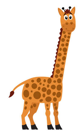 Beautiful and cute smiling giraffe on its profile in white backgroundのイラスト素材