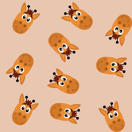 Pattern for gift wrap with giraffe head on brown backgroundのイラスト素材
