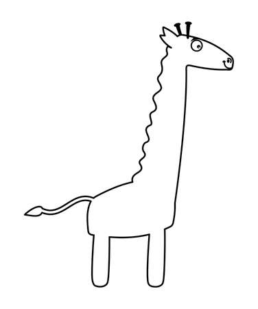 Giraffe of the zoo in black and white to be colored on white backgroundのイラスト素材
