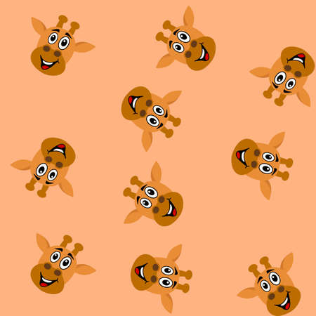 Pattern for gift wrap with giraffe head on brown backgroundのイラスト素材