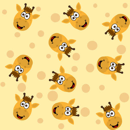 Pattern for gift wrap with giraffe head on yellow backgroundのイラスト素材