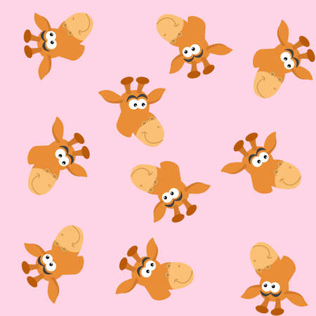 Pattern for gift wrap with giraffe head on pink backgroundのイラスト素材