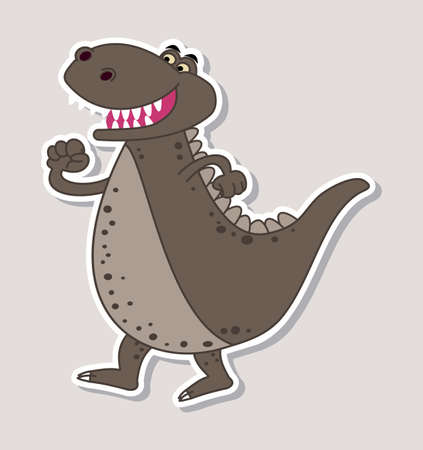 Sticker of gray crocodile dinosaur on profile with pointed teethのイラスト素材