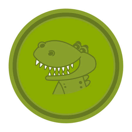 Icon with dinosaur crocodile head with big teeth on green backgroundのイラスト素材