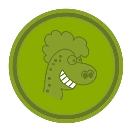 Icon with lizard dinosaur head and hair on green backgroundのイラスト素材