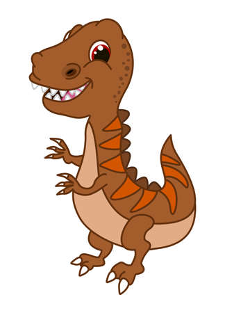 Young brown tyrannosaurus dinosaur with white tooth and orange spotsのイラスト素材